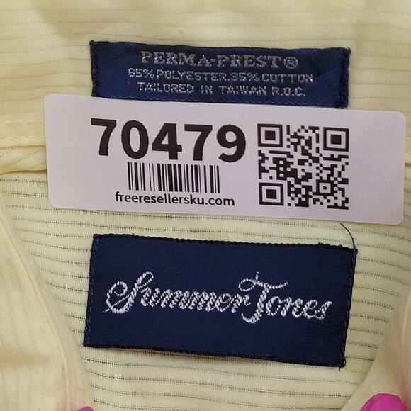 Vintage Polyester Textured Button Shirt Large 22x31 Yellow - Picture 7 of 12